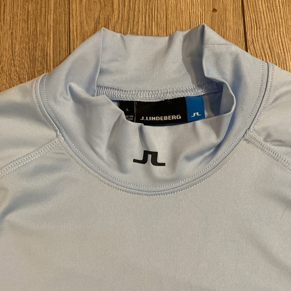 J.Lindeberg | Light Blue Mock Neck Long Sleeve Kate Compression Top | Large - Picture 3 of 6